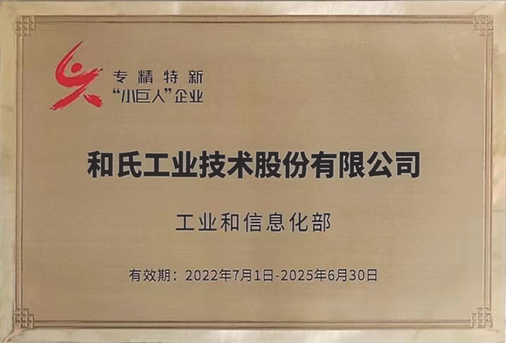 和氏工业技术股份有限公司入选广东省第四批国家级专精特新“小巨人”企业